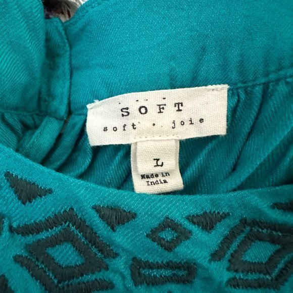 Soft Joie Teal Embroidered Sleeveless Tank‎ Top Size Large - Picture 6 of 6